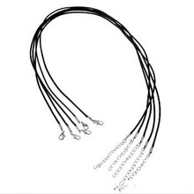 2015 Hot Sale Lobster Clasp Black Waxen rope Necklaces 47cm 18 1 2 Pendant Special Rubber