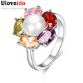 Anel Retro Multicolor Crystal Silver Ring Fashion Jewelry Rings for Women Mystic Topaz Rainbow Ring Female