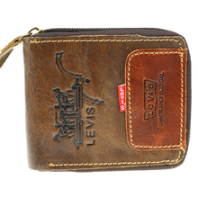 2014 New 100% Genuine leather men wallet fashion designer man purse 100%cowhide Coin Wallet Polo wallet Male wallets