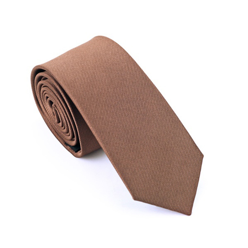 Dark Champagne Color Silk Tie for Men Stripe Narrow Skinny Necktie