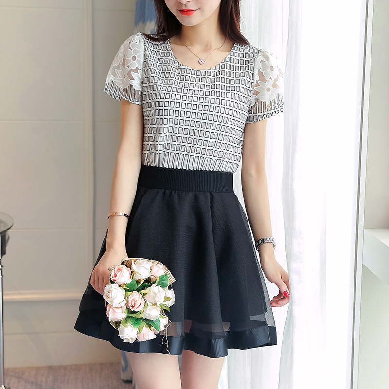 Top and Skirt Set Summer Women Set O neck Short Sleeve Print Elegant