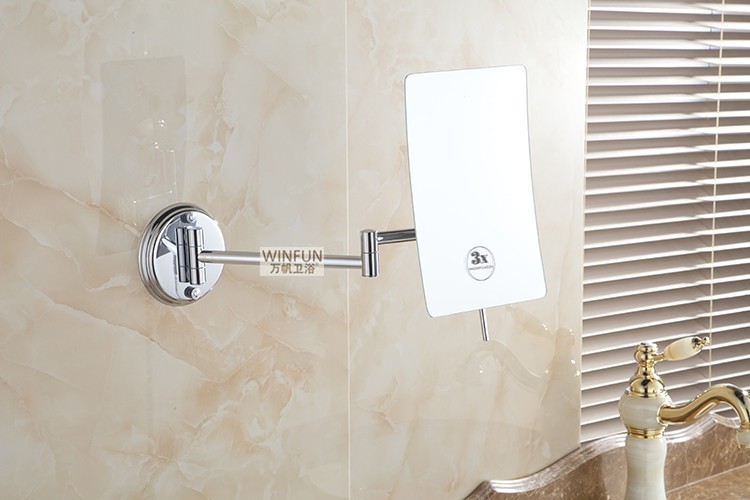 Description Picture 3 of itemBath Mirrors 3 X Magnifying Mirror Wall Makeup Mirror of Bathroom 1 Sided Lady Square Folding Cosmetic Mirrors With Arm 6208