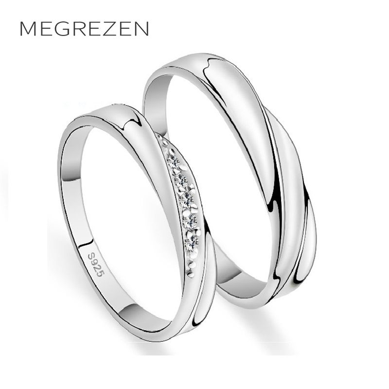 megrezen couples engagement rings silver jewelry wedding rings pair crystal ring for men and women anillos - Cheap Wedding Ring megrezen couples engagement rings silver jewelry wedding rings pair crystal ring for men and women anillos - Cheap Wedding Ring