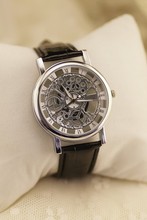Venta caliente imitación hombres relojes mecánicos de primeras marcas de lujo relojes PU correa de cuero pulsera de cuarzo relogio masculino