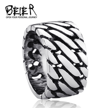 Man Width Chain Knitting Ring personality exagerrated STAINLESS Steel jewelry New Item  Free Shipping MTG018