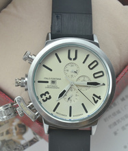 Mens Automatic blanco Dial mismo viento reloj del barco grande 50 mm relojes negro U caucho cronógrafo U1001 gancho de izquierda mano con Logo