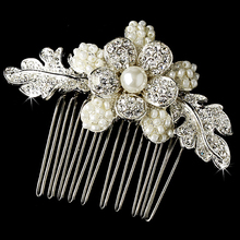 12pcs/lot Crystal Rhinestone inset Faux Pearl Hair comb