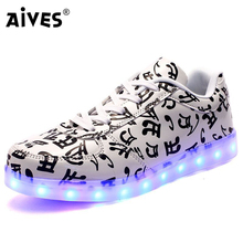 AIVES 2016 Big Size 35-46 superstar Musical Note Glowing Shoes Tone Led Shoes For Adults Women Luminous Light up Chaussure Homme