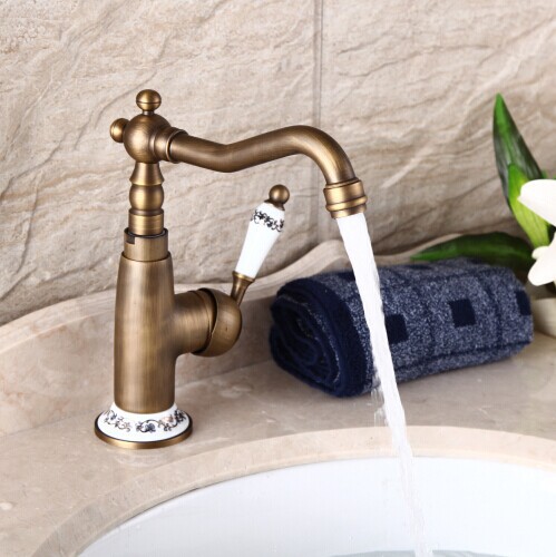 Vintage Bathroom faucet antique brass faucet china ceramic basin ...