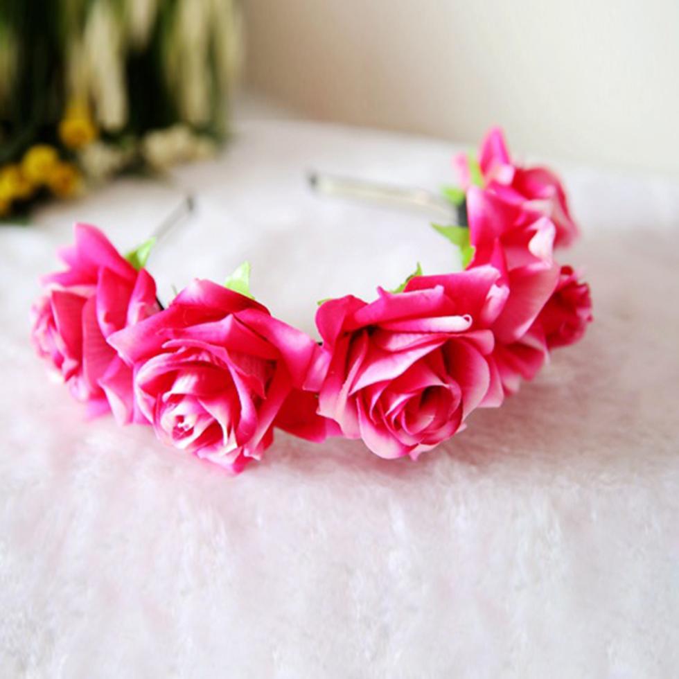 2015 Hot Sale Rose Floral Flower Garland Crown Headband Hair Band Bridal Festival Holiday New Arrival