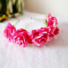 2015 Hot Sale Rose Floral Flower Garland Crown Headband Hair Band Bridal Festival Holiday New Arrival