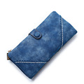 Retro Simple Nubuck Thin Long Wallet 2016 New Trendy Concise High Capacity Patchwork Billfold Women Splicing