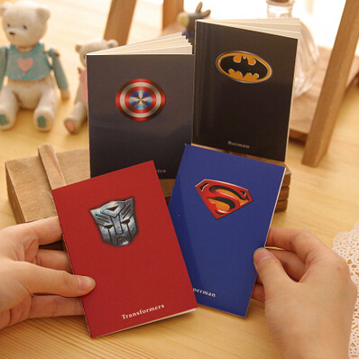 4 pcs/lot Mini Cute Superman Batman Notebook Exercise Book Notepad with lined paper for kids gift Free shipping 166