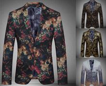 New winter High quality men blazer slim fit 2015 men suit flower color matching leisure jacket
