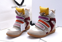 Colorful Tongue Women Multi Isabel Marant Wedge Boots Height Increasing 7cm Sneakers