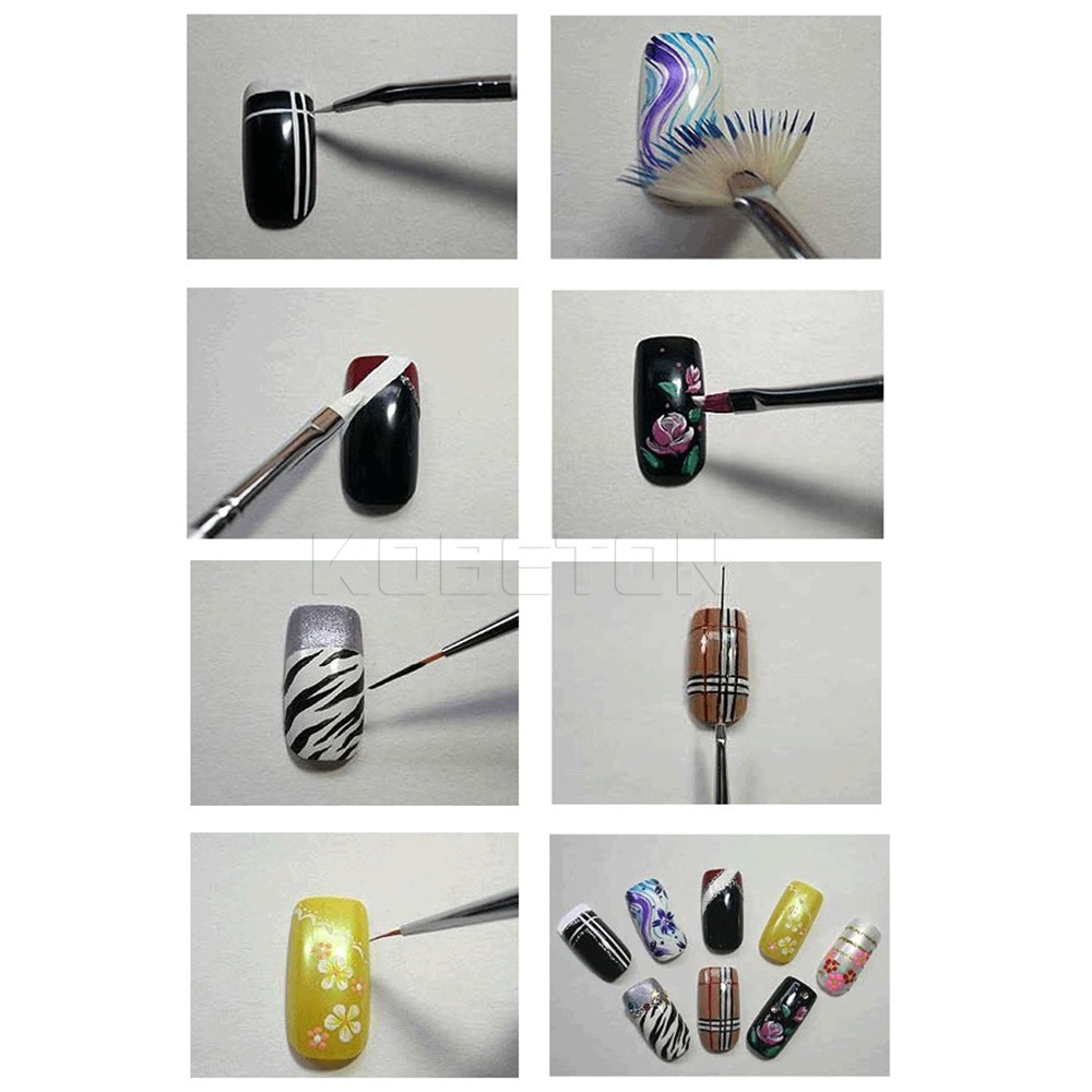 15pcs Set New Nail Art Diy Acrylic Design Painting Polish How To Use Any Nail Supplies Diamond Liner Painting Brush Acrylic Rhinestones Handle Draw Line Art