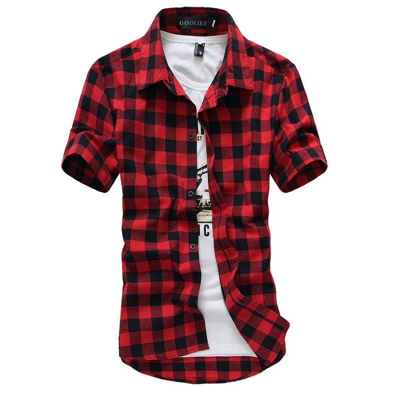 New Fashion Contrast Color Collar Men Shirt Short Sleeve Slim Fit Shirt Men High Quality Men