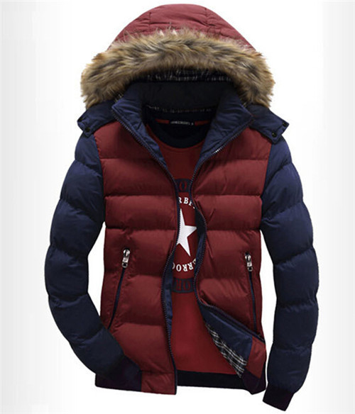 2015 jacket winter coat Men s warm padded jacket mens cotton men casual Patchwork Fur hooded