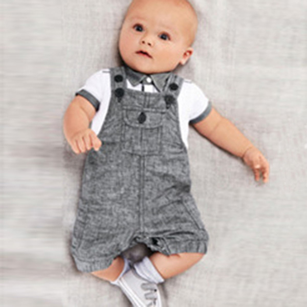 Wholesales 2PCS Infants Baby Boys Cloth Set T shirt Top Bib Pants Jumpsuit Overall Costume