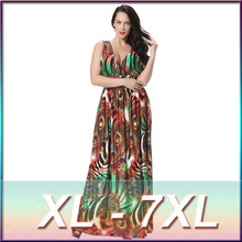 XL-7XL Hot high-quality 2016 summer new bohemian long beach dress plus size ice soft silk dress