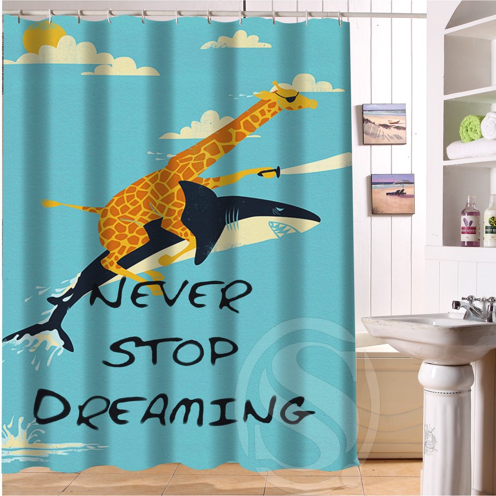 Best gift Giraffe Riding Shark Never Stop Dreaming Shower Curtain 60-inch by 72-inch Free Shipping Custom More size