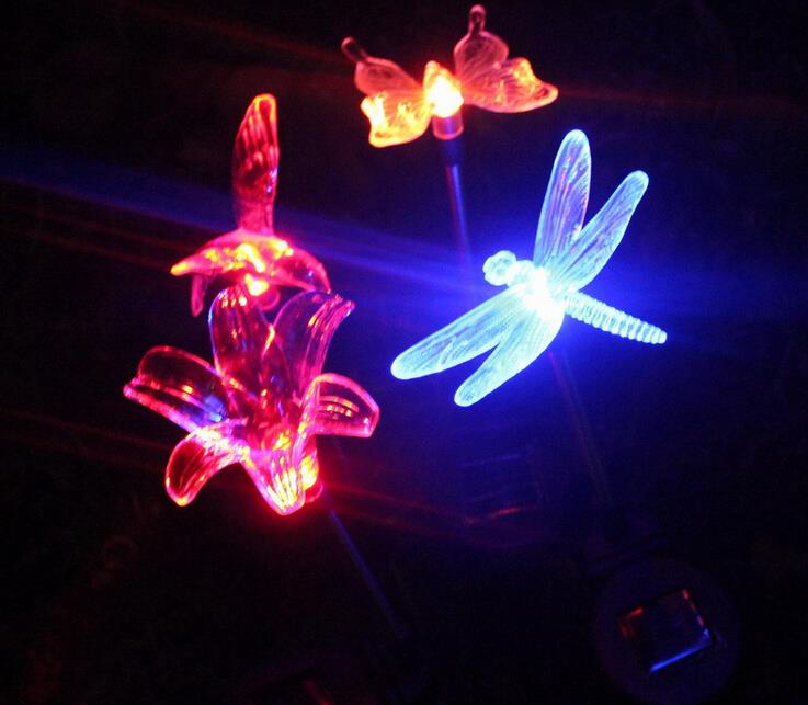 Wholesale Free Shipping Novelty Solar Colorful Butterfly Light Control Light Garden Ornaments ...