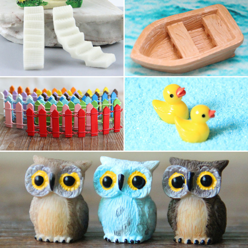 5 styles/set cute resin crafts decorations miniature garden ...