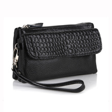 Wholesale 2016 Top Quality women genuine leather wristlet evening clutch female purse messenger bags handbag YB