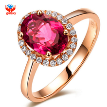 GALAXY Brand Fashion Red Ruby Wedding Rings For Women Real 18K Rose Gold Plated Genuine SWA Element Crystal Girls Rings YH077