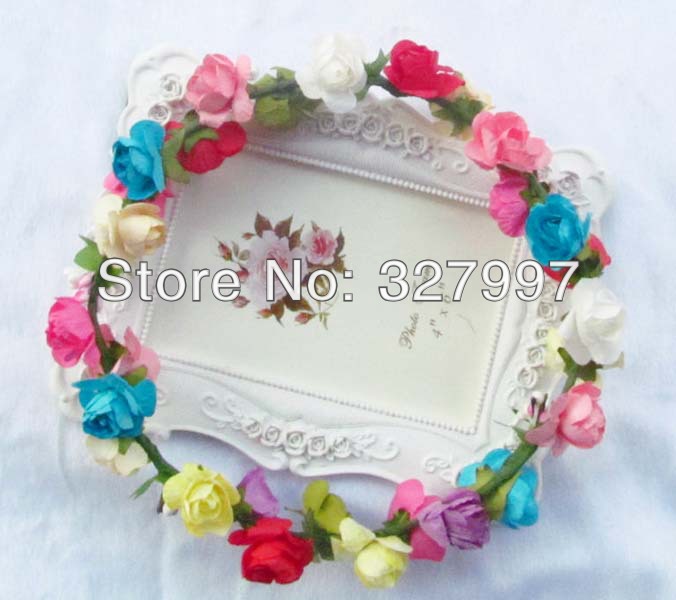 DIY rainbow flower bridal flower crowns rainbow  Hotsale headbands   headpieces 5x flower Paper
