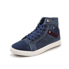 Fashion Men Shoes 2016 Rivet High Canvas Shoes Man Breathable Denim Shoes Men Casual Skate Shoe J303