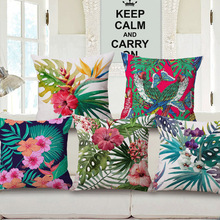 Fashion High Quality Cotton Linen Tropical plant Flowers Grass Decorative Throw Pillow Case Cushion Cover Sofa Home Decor