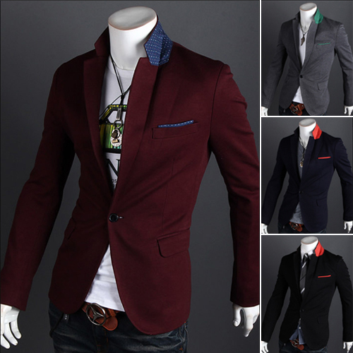 2015 Men\'S Fashion Designer One Button Casual Lon...