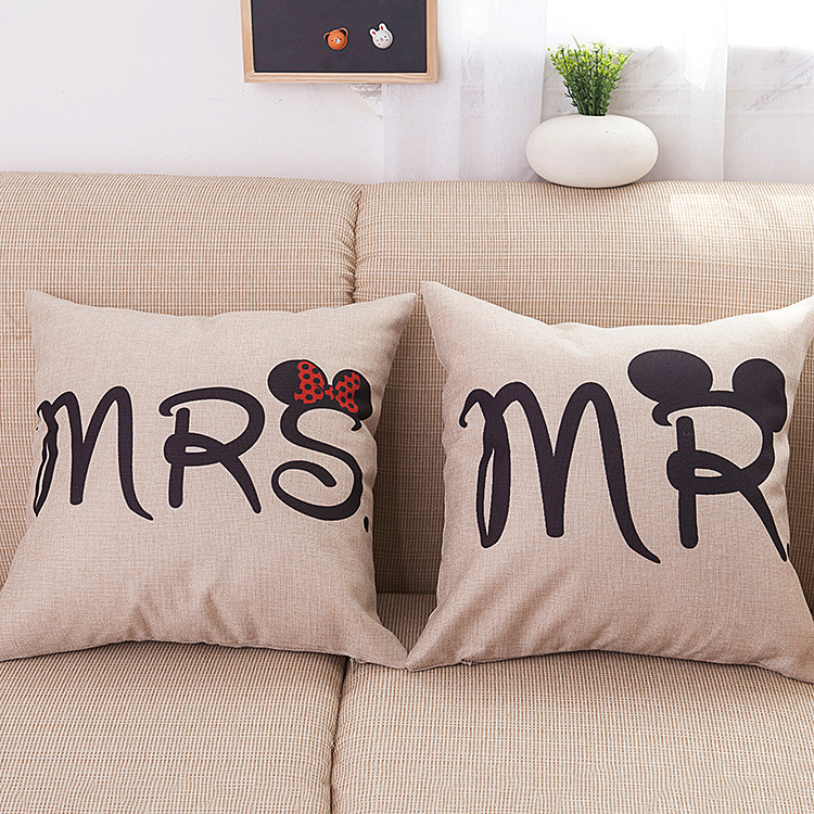 Mrs And Mr Cotton Linen Body Pillow Cover Anime Pillowcase Lovers