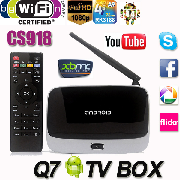 Q7  4.4 tv box cs918 full hd 1080 p rk3188t   - 1  / 8  xbmc kodi wi-fi  ,  mxq m8 mx  tv box