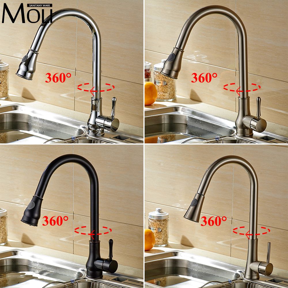 Soild brass kitchen faucet chrome pull out torneira cozinha oil-rubbed bronze&brushed nickel vessel sink tap cold and hot mixer