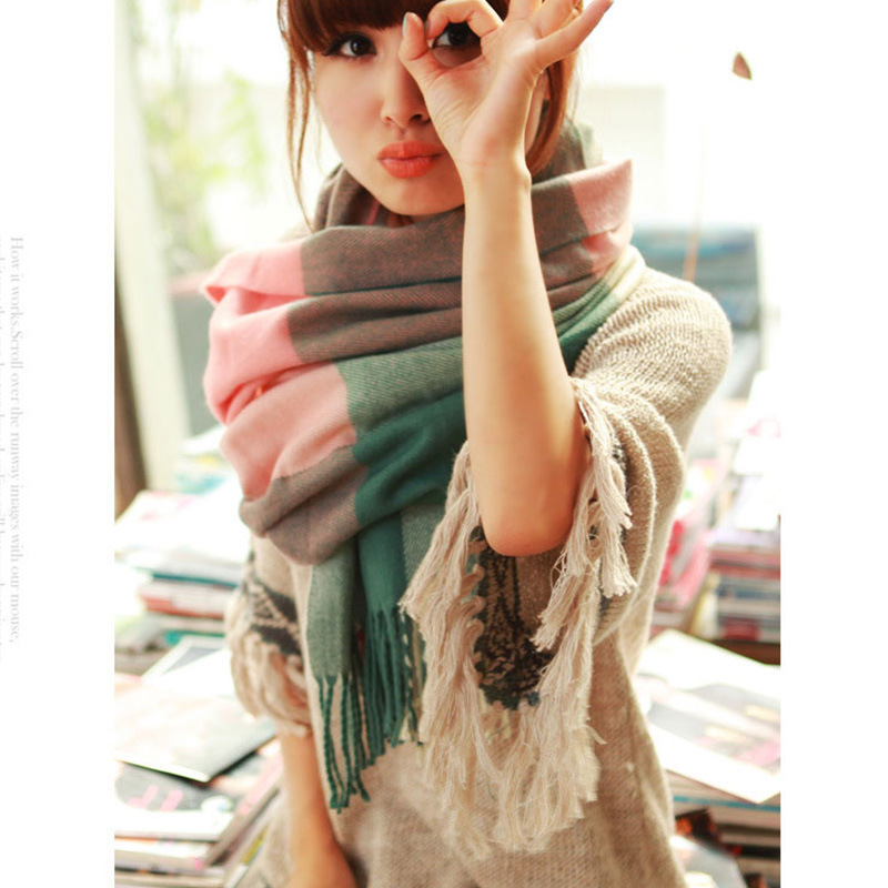 2015 new winter scarf high quality knitted scarf blanket Uneven hot font b tartan b font