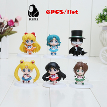Anime Cartoon Sailor Moon Mars Jupiter Venus Mercury Q Version PVC Action Figure Model Toys Dolls