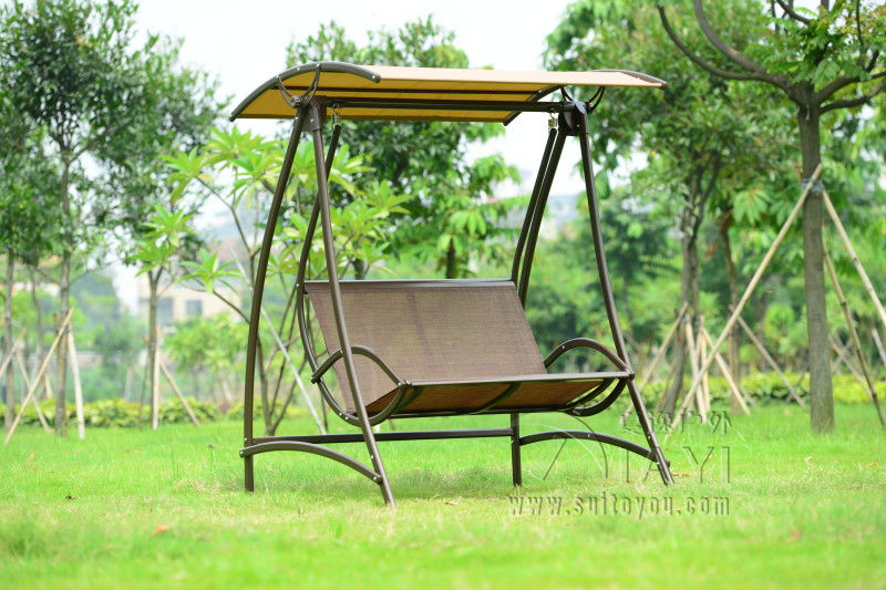 2 Seats Durable Iron Garden Swing Chair Comfortable Hammock