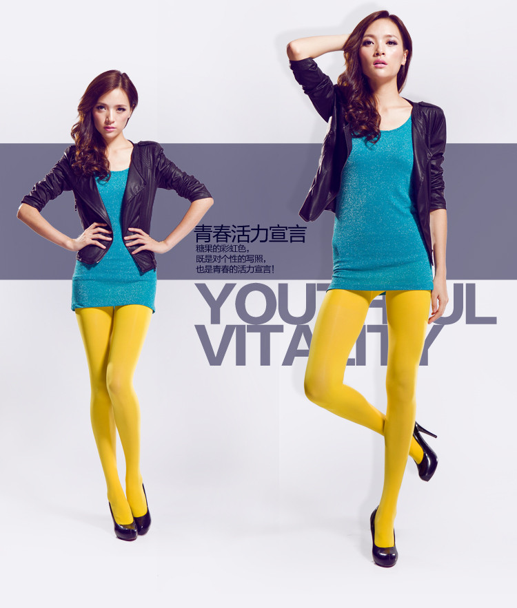 Fashion Colourful Nylon Velvet Tights Autumn Winter Women Pantyhoses Opaque Candy Colour Stockings_10