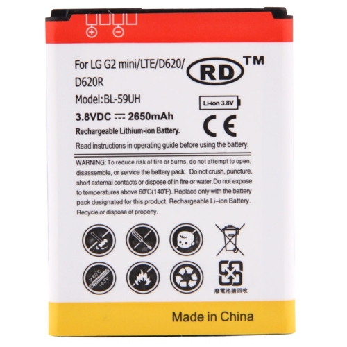 BL 59UH 2650mAh Replacement Mobile Phone Battery for LG G2 mini LITE D620 D620R Standard Battery