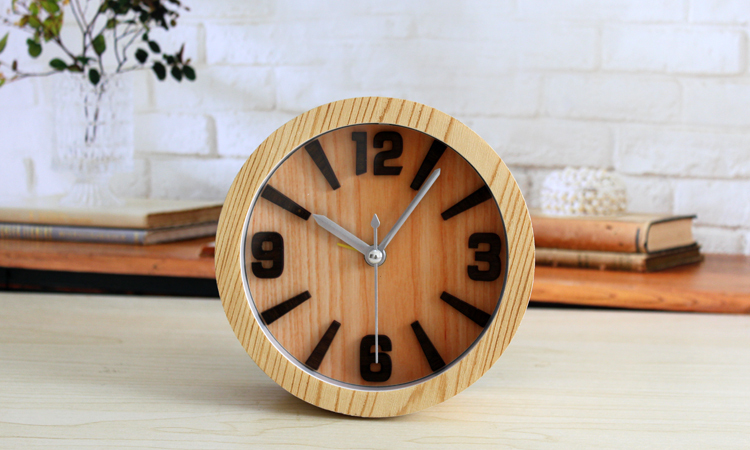 Modern 3D maple yellow Wood Clock Dual Bamboo Cloc...