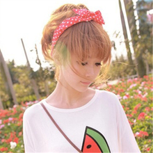 1Pc Cute Leopard Dots lip print flower Bunny Rabbit Ear Ribbon Headwear Hairband Metal Wire Scarf Headband Hair Band Accessories