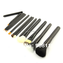 Makeup Brushes 12 PCS Black Cosmetic Set Eyeshadow wood Blusher Brush Tools Black Holder Case Make