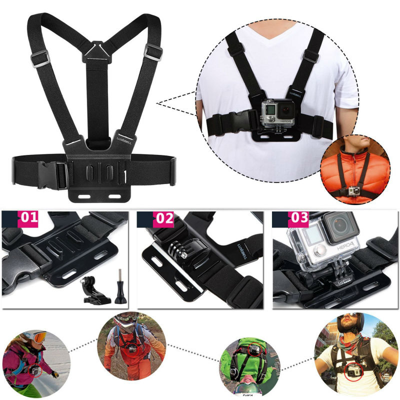Chest body strap for goprp style camera