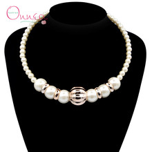 New arrival elegant jewelry women ABS simulated pearls statement torques necklace false collar luxurious pearl choker