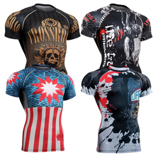 Compression Shirts Mens T-Shirt Skull Printing Fitness Base Layer Workout MMA Gym Running Training Body building Short Sleeve