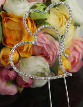 New 2015 Brand New Crystal Rhinestone Double Heart Cake Topper Wedding Decoration AE02108
