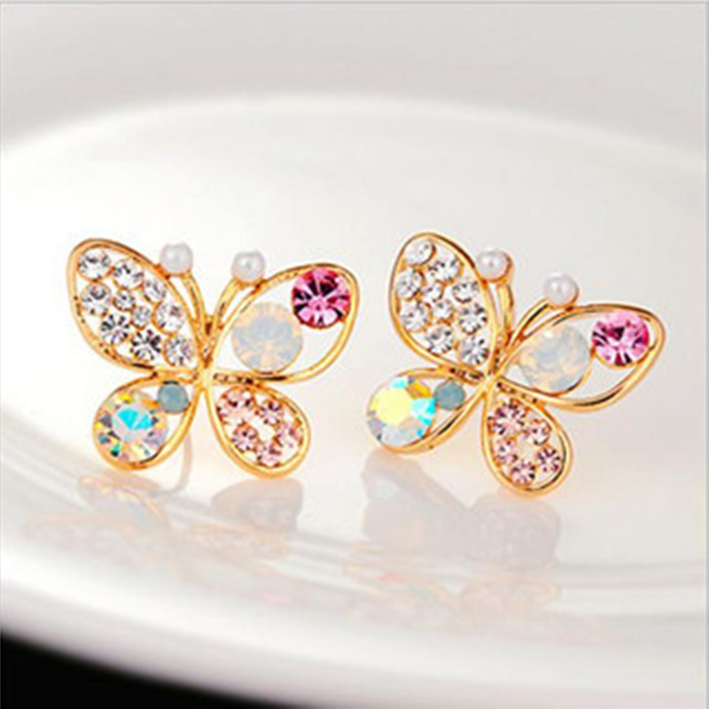 Brincos Sale Trendy Women Animal Jewelry 2016 New Fashion Luxury Hollow Shiny Colorful Crystal Pear Bowknot