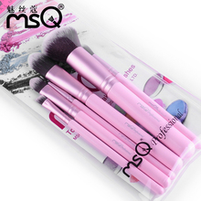 MSQ Brand 6pcs Professional Makeup Brush Set Top Quality Soft Fashion Wood Handle Pink Synthetic hair